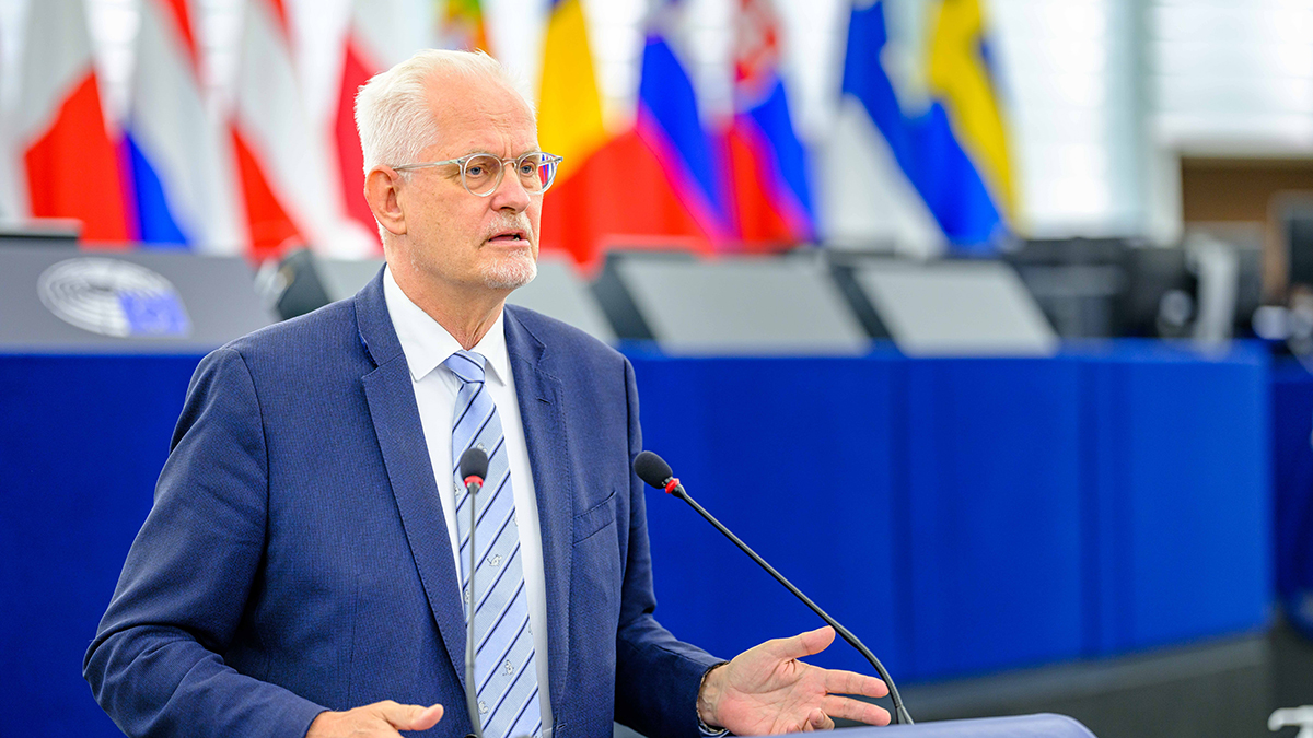 On photo Petri Sarvamaa gives a speech in the European parliament