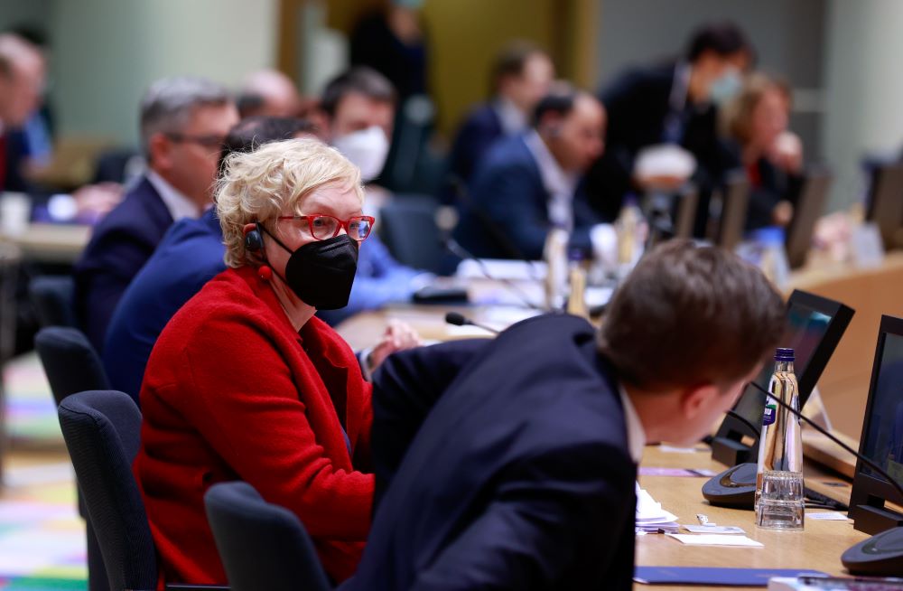State Secretary Maria Kaisa Aula in the The Economic and Financial Affairs Council in January 2022.