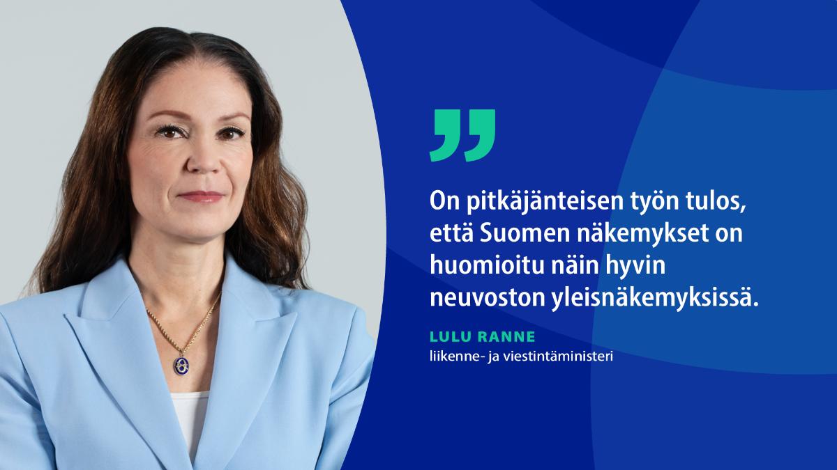 Liikenne- ja viestintäministeri Lulu Ranne.