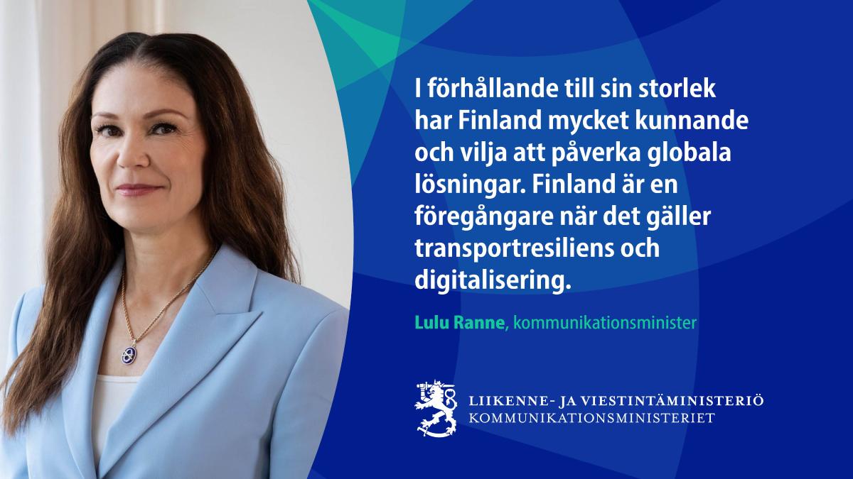 Liikenne- ja viestintäministeri Lulu Ranne.