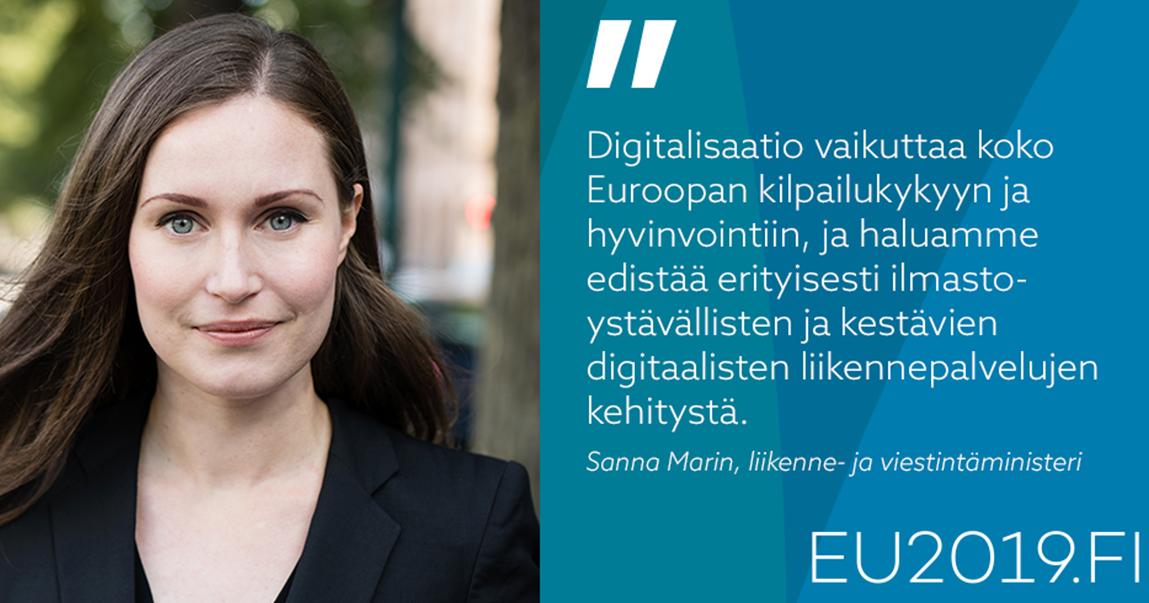 Minister Sanna Marin to attend the Transport and Telecommunications Council