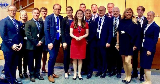 Suomen delegaatio ICAO:n yleiskokouksessa Montrealissa. (Kuva: Ahokas/LVM)