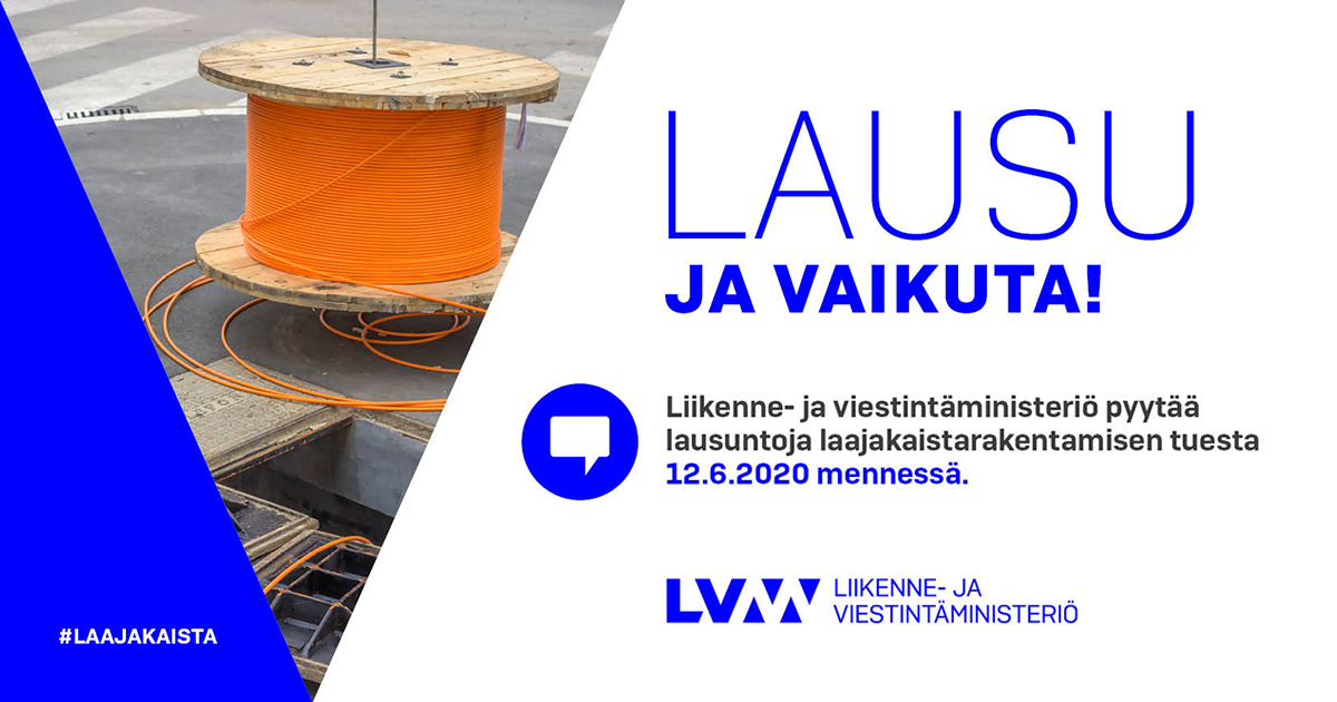 Liikenne- ja viestintäministeriö pyytää lausuntoja laajakaistarakentamisen tuesta 12.6.2020 mennessä. (Kuva: LVM / Shutterstock)