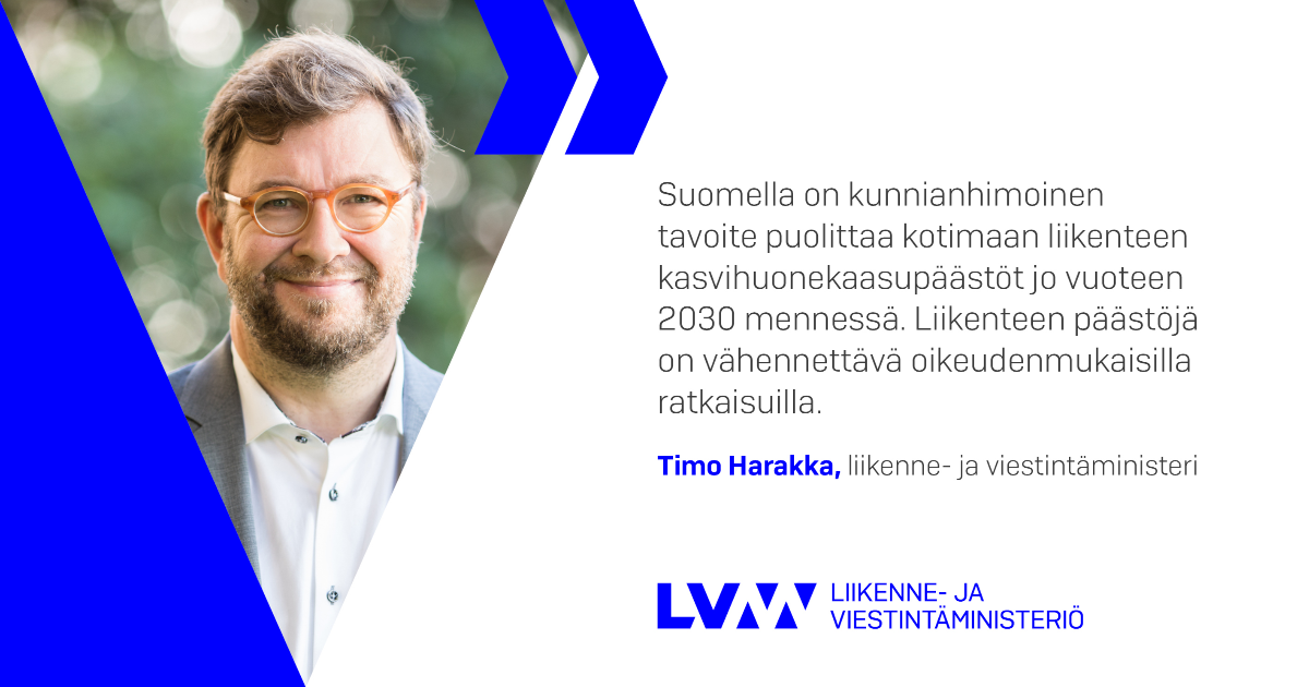 Liikenne- ja viestintäministeri Timo Harakka. (Kuva: Laura Kotila / VNK)