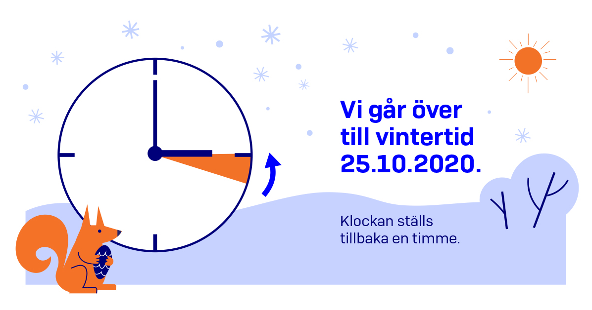 Vi går över till vintertid 25.10.2020 (Bild: KM)