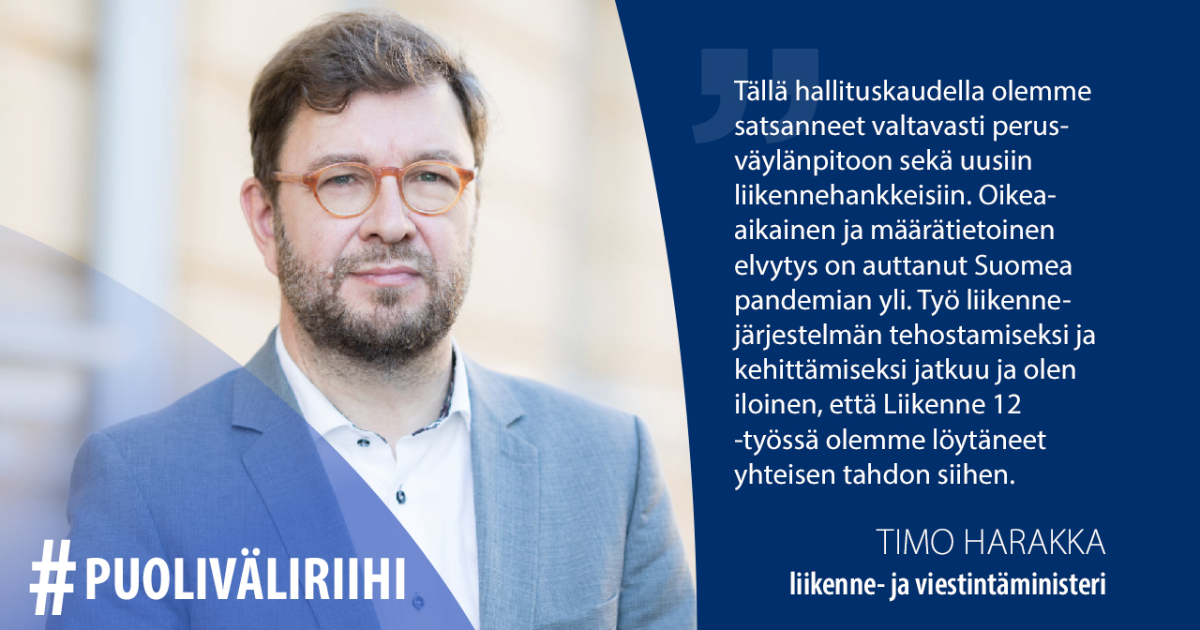 Liikenne- ja viestintäministeri Timo Harakka (Kuva: VNK)