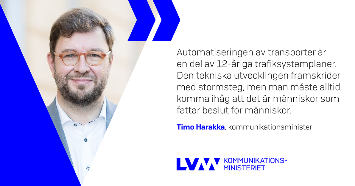 Kommunikationsminister Timo Harakka (Phtoto: KM, Laura Kotila/Statdrådet)