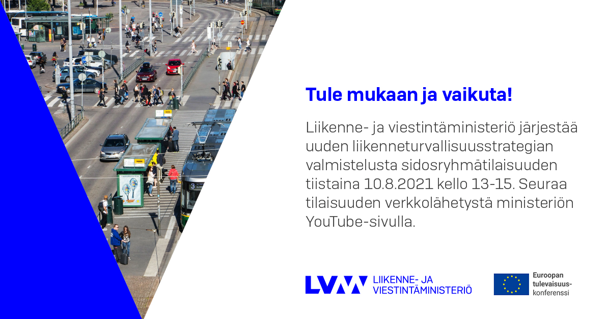 Liikenneturvallisuustrategian sidosryhmätilaisuus 10.8.2021. Kuvassa liikennettä Helsingin rautatieaseman edessä. (Kuva:LVM, Shutterstock/Milkovasa)