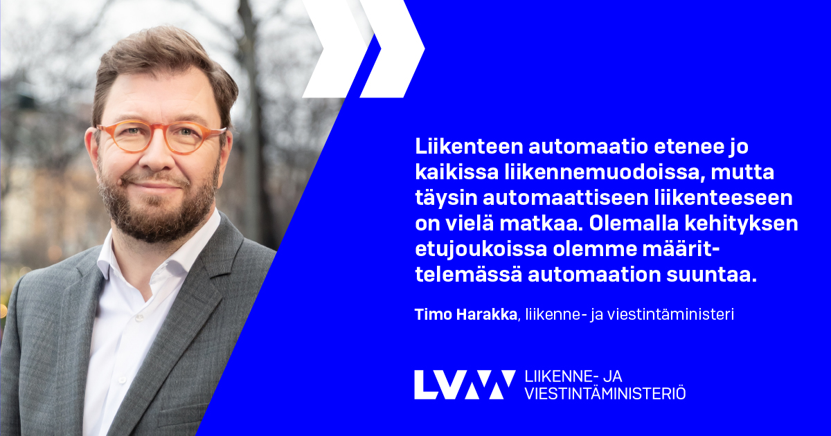 Minister of Transport and Communications Timo Harakka (Phtoto: Suvi-Tuuli Kankaanpää, Keksi/LVM)