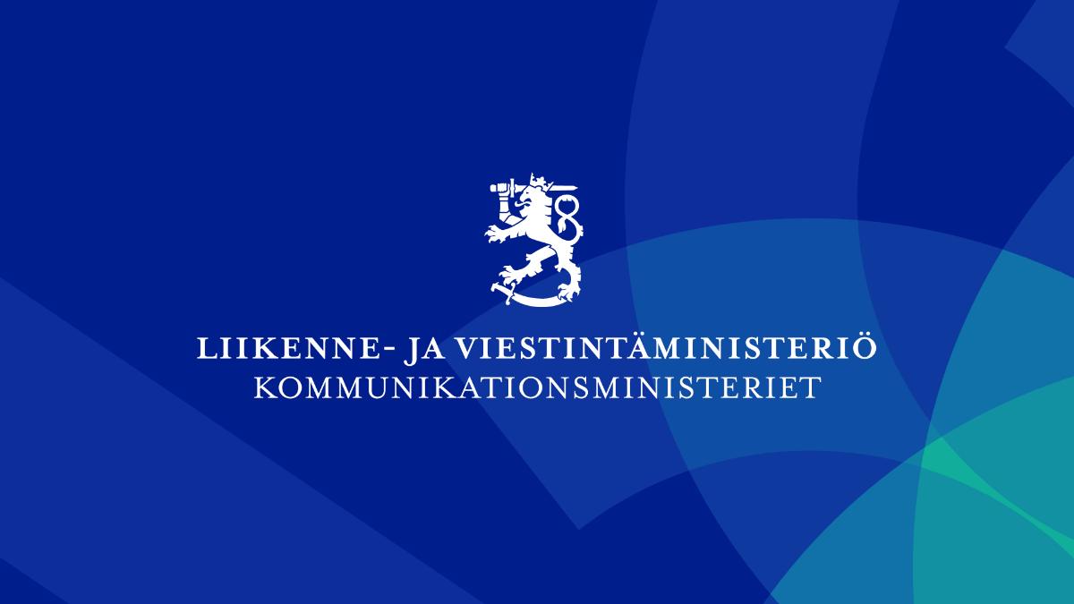 Kuvassa on kirjoitettuna liikenne- ja viestintäministeriö, kommunikationsministeriet