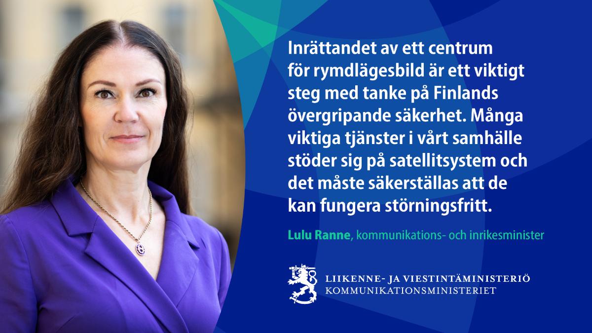 Liikenne, viestintä- ja sisäministeri Lulu Ranne katsoo kameraan