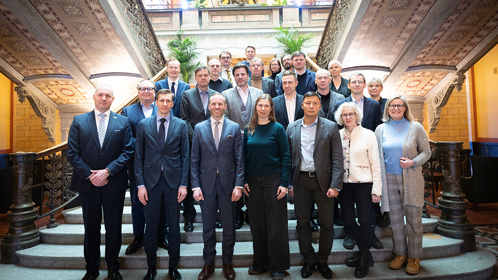 Minister Poutala with Estonian delegation.