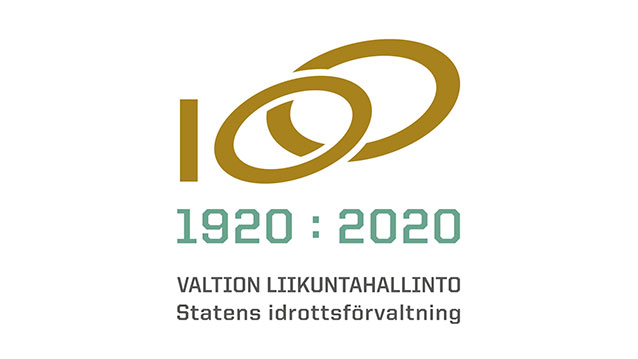 Valtion liikuntahallinto 100 vuotta -logo.