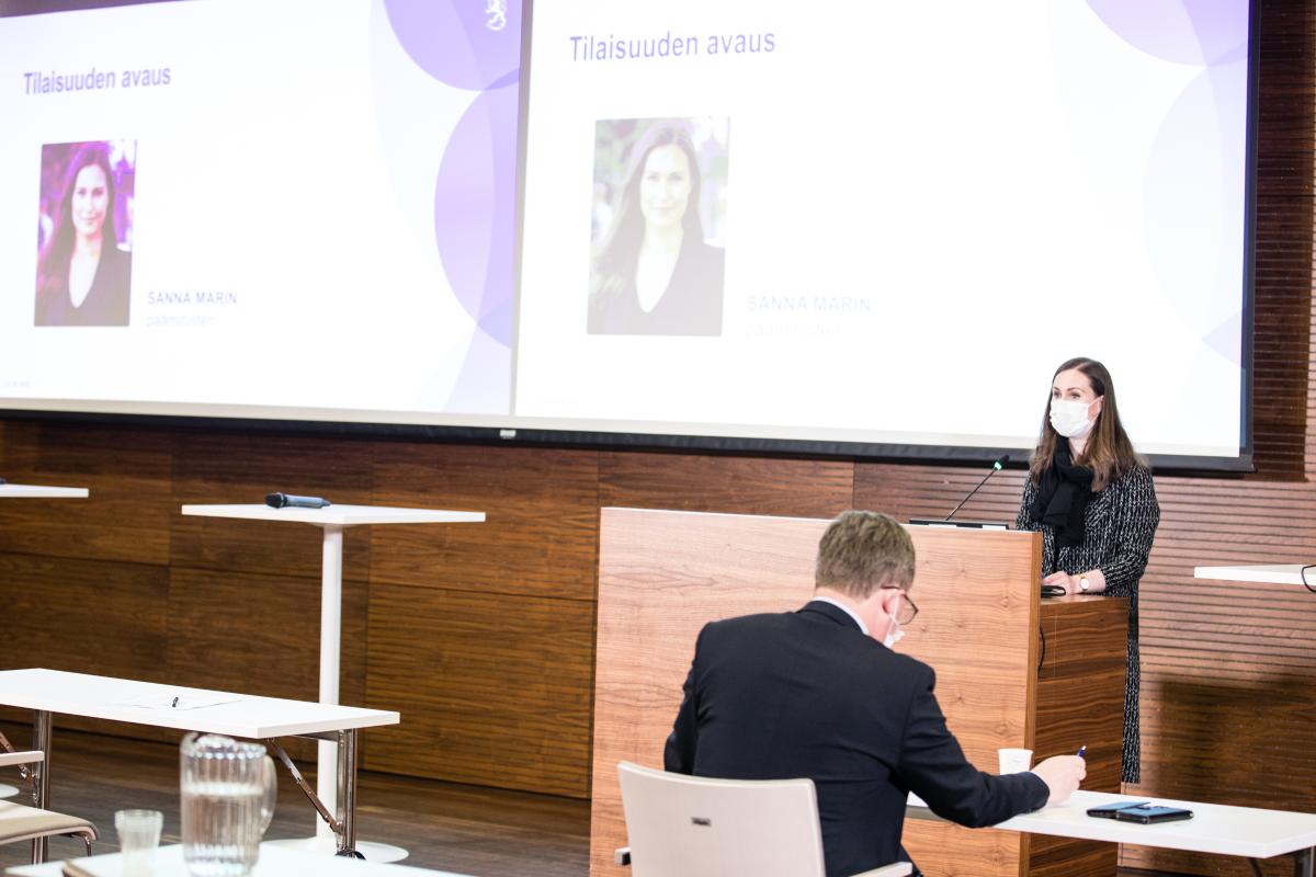 Pääministeri Sanna Marin Kasvufoorumi-tilaisuudessa