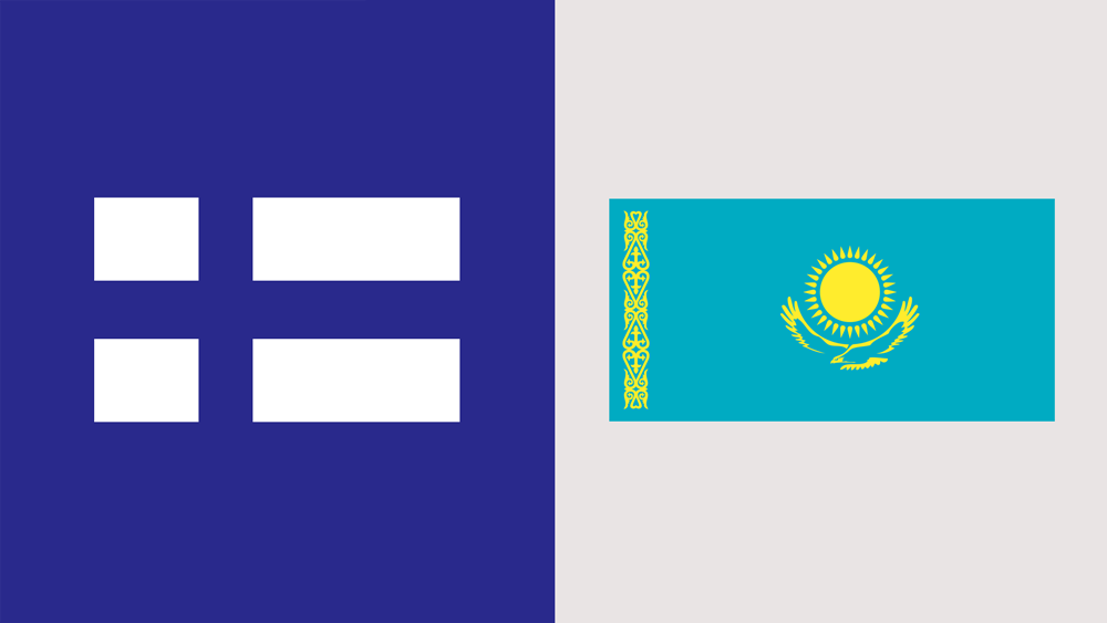 Suomen ja Kazakstanin liput rinnakkain