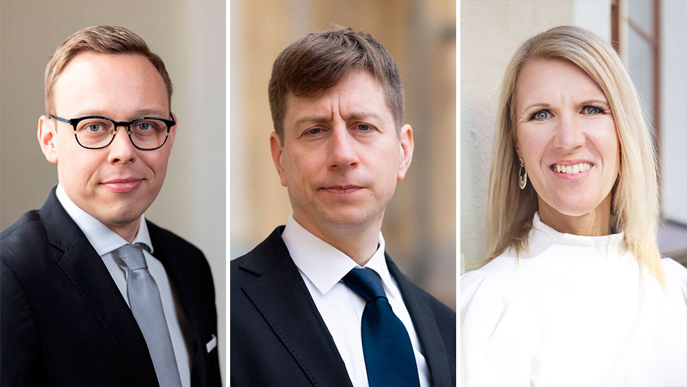 Photo: ministers Matias Marttinen, Sakari Puisto and Sari Multala.