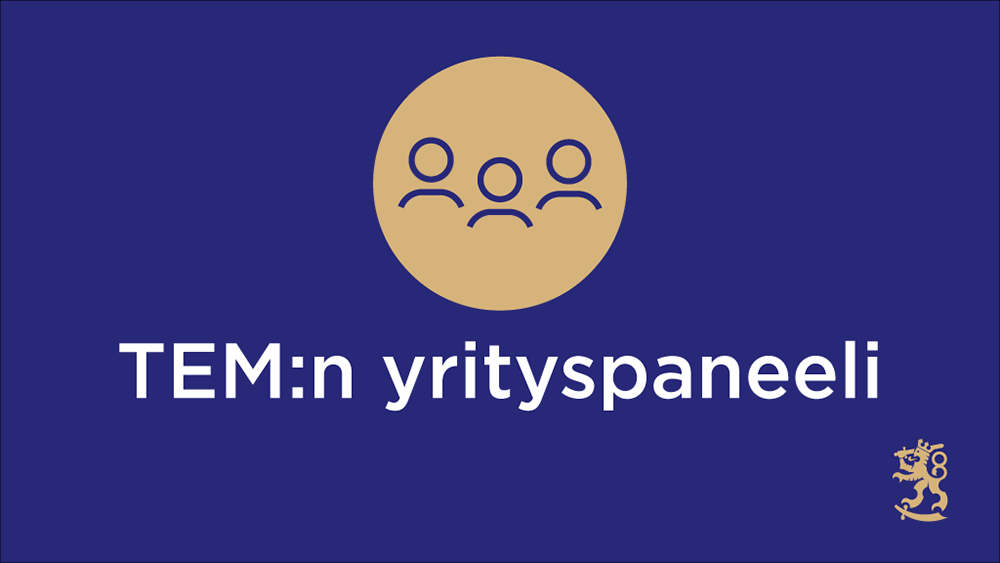 Kuvassa lukee sinisellä pohjalla TEM:n yrityspaneeli
