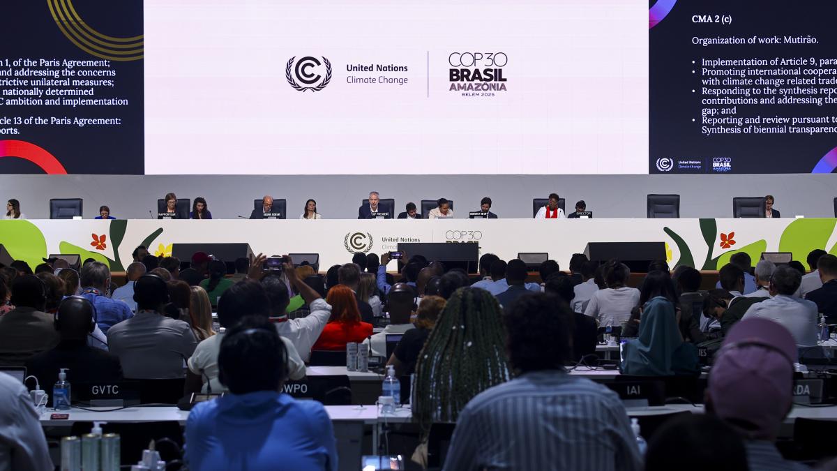 Negotiation room at the COP30 conference.