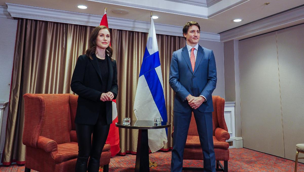Prime Minister Sanna Marin and Canadian Prime Minister Justin Trudeau in Brussels