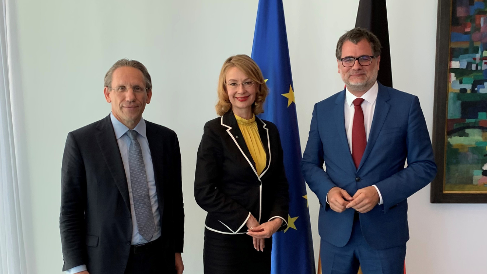 valtiosihteeri Kukies, ministeri Tuppurainen ja ministeri Schmidt