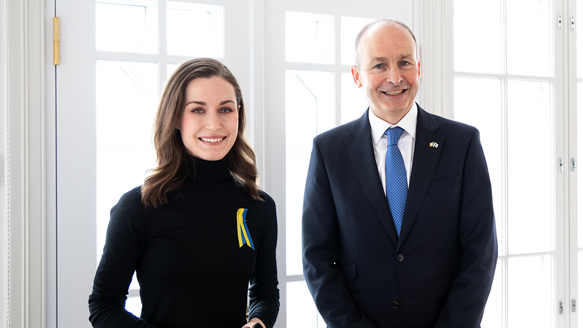 Prime Minister Marin and the Irish Taoiseach Martin in the Prime Minister's residence, Helsinki