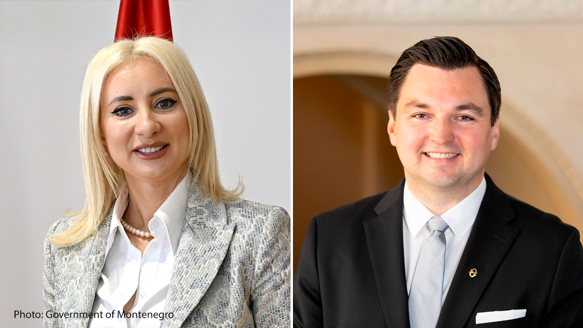 Montenegron eurooppaministeri Maida Gorčević ja eurooppa- ja omistajaohjausministeri Joakim Strandin