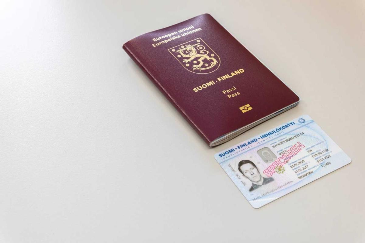 Passport and ID card on a white background.