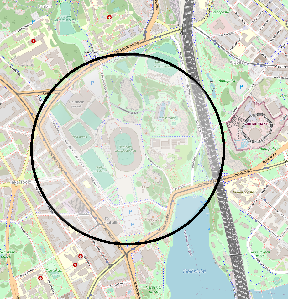 Lentokieltoalue kartalla