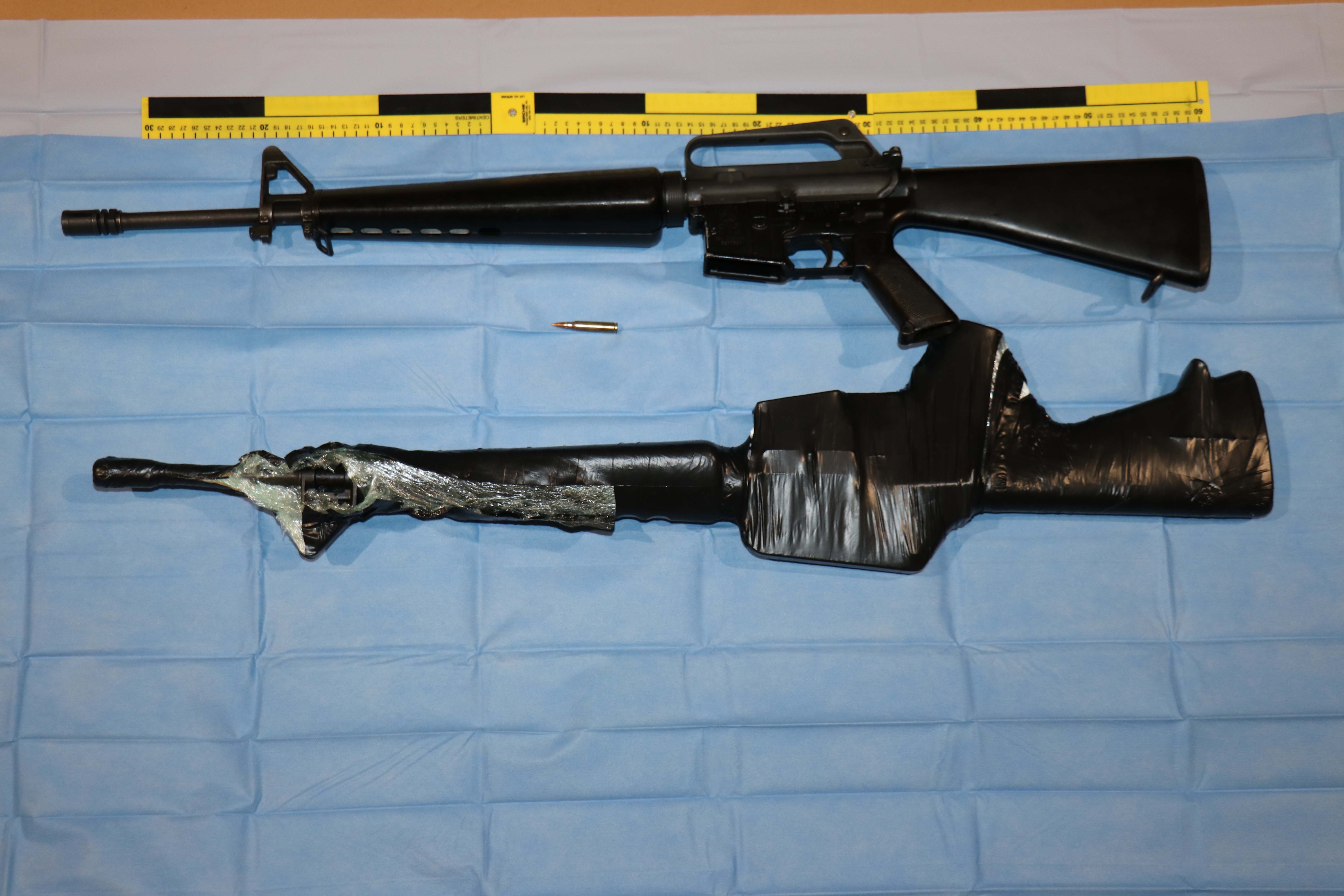 Assault rifles.
