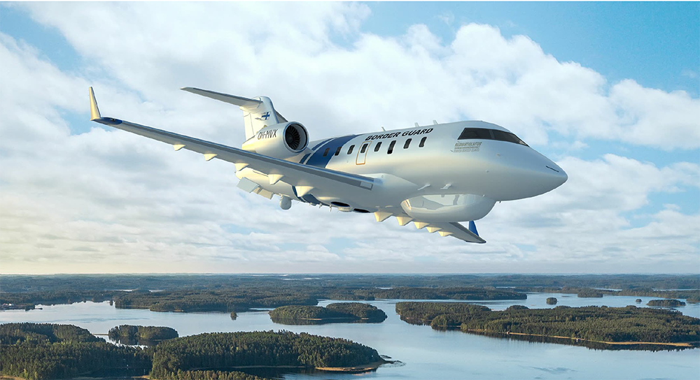 Havainnekuva modifioidusta Bombardier Challenger 650 -monitoimilentokoneesta.&nbsp;